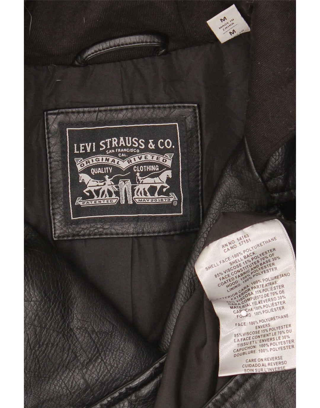 Giacca da motociclista in ecopelle con cappuccio da donna Levi's UK 12 media nera