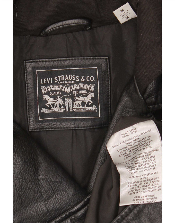 Giacca da motociclista in ecopelle con cappuccio da donna Levi's UK 12 media nera