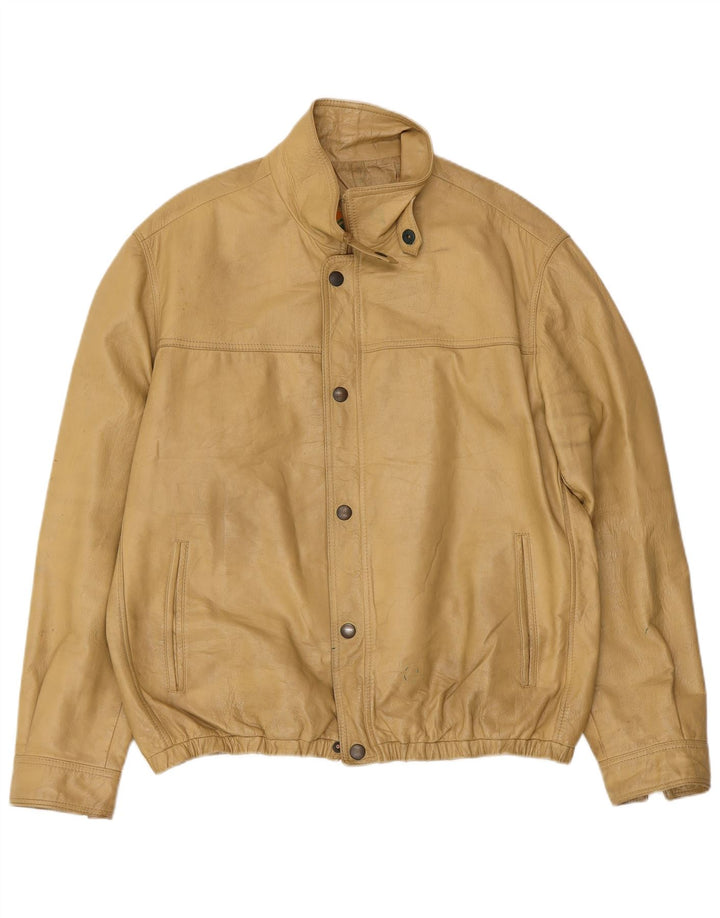Giacca in Pelle Uomo VINTAGE IT 52 XL Beige
