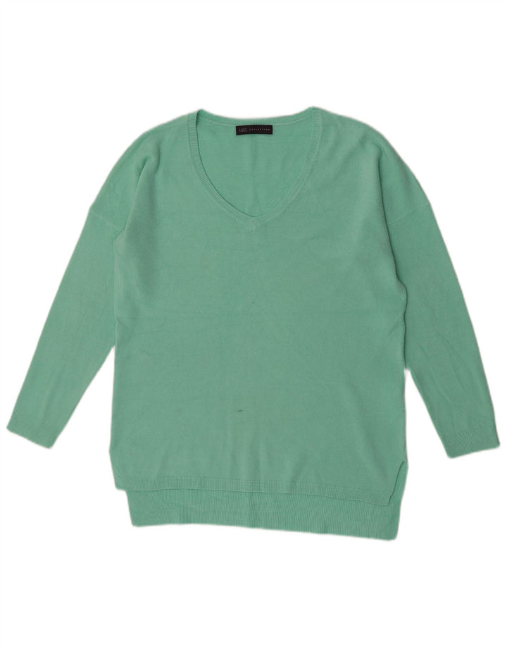 Maglione da donna con scollo a V Marks & Spencer UK 12 Acrilico verde medio