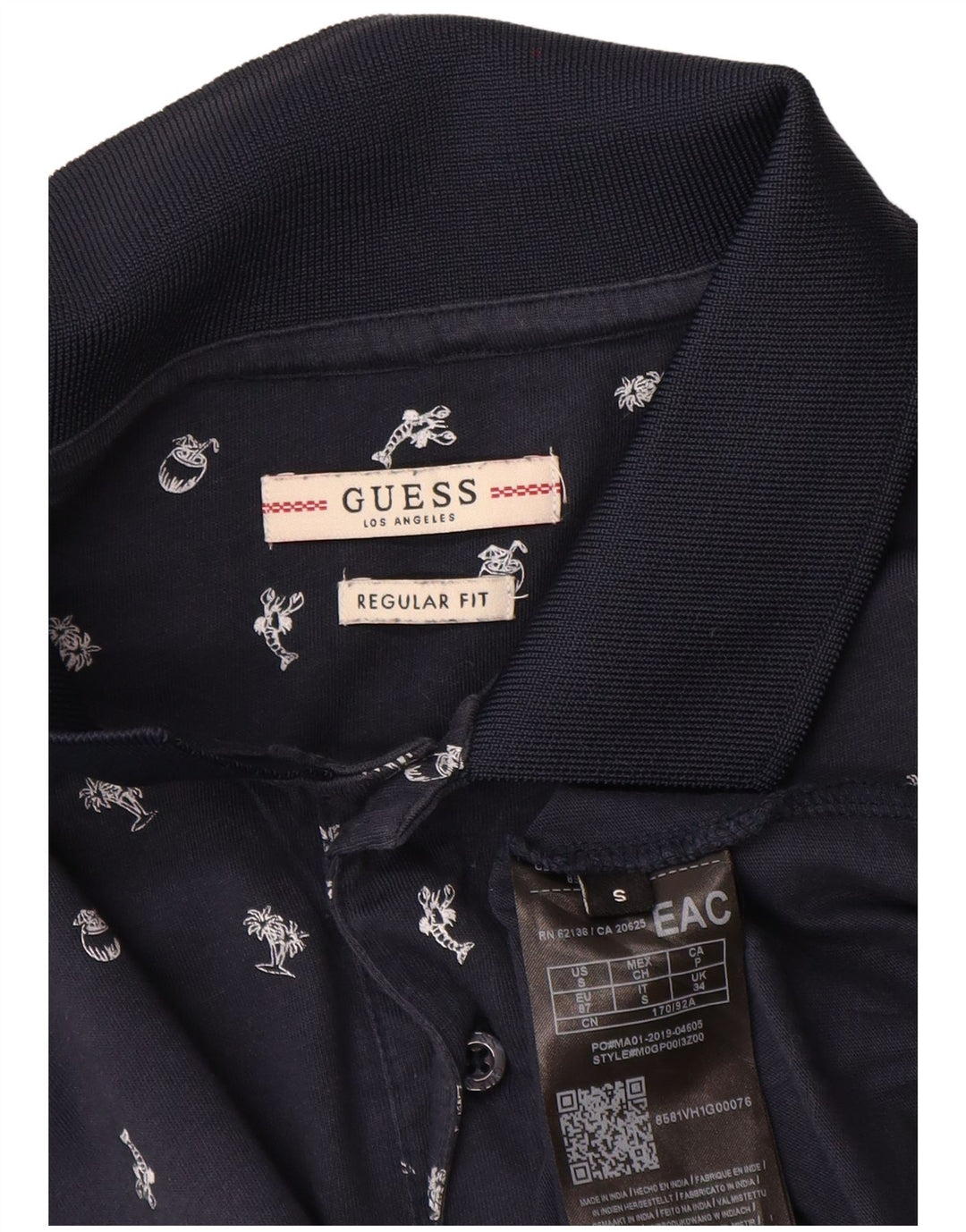 Polo Guess da uomo vestibilità regolare piccola in cotone maculato blu navy