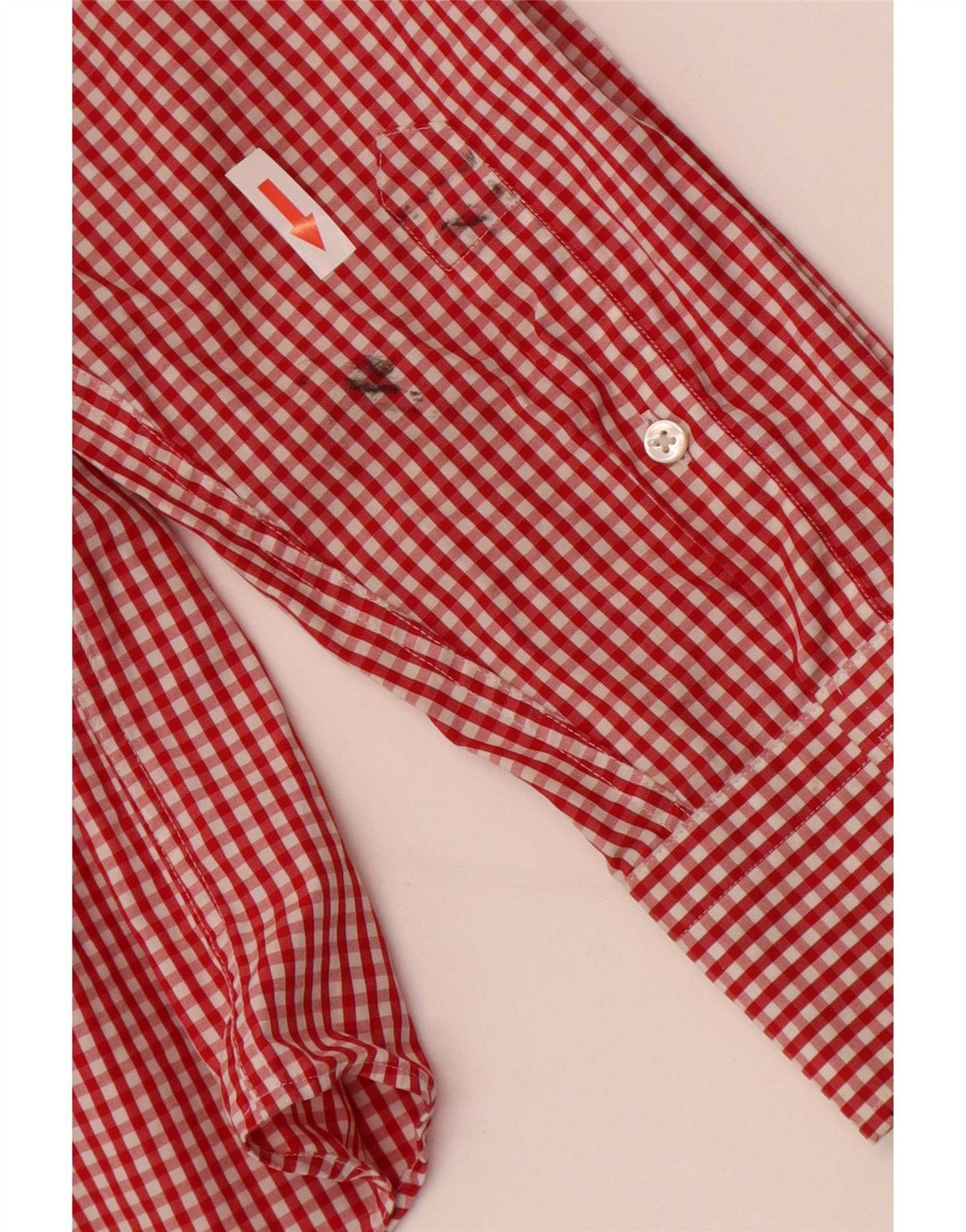 Camicia da uomo vestibilità regolare Hugo Boss taglia 41 16 grande cotone a quadretti rossi