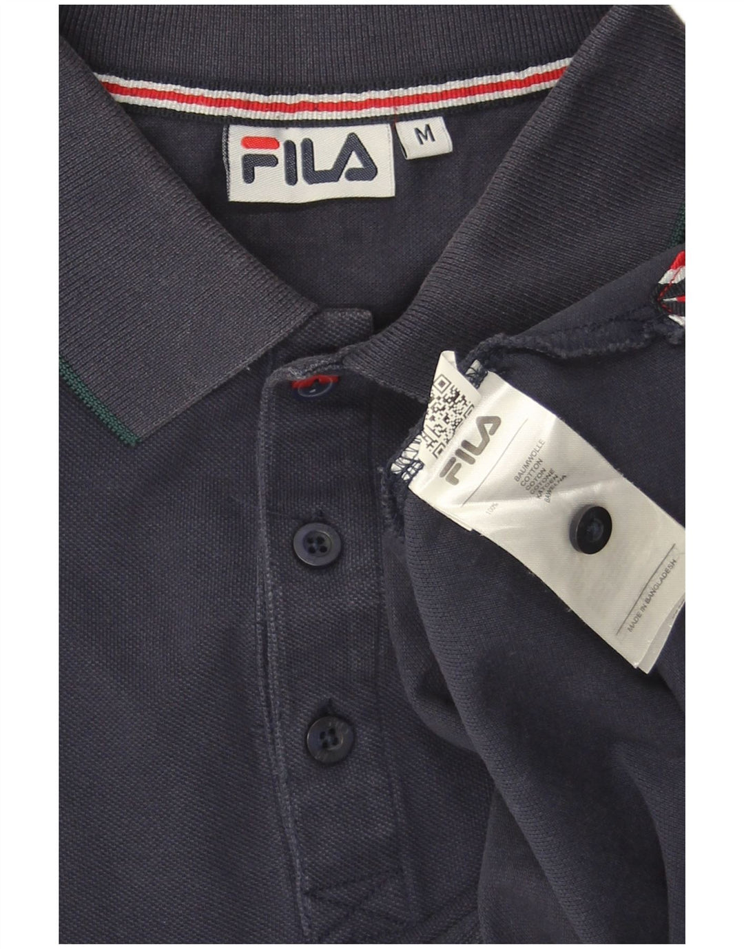 Polo da uomo a maniche lunghe FILA in cotone blu navy medio