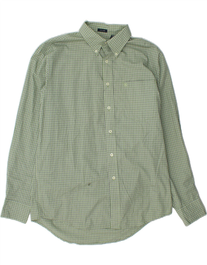 IZOD Mens Flannel Shirt Medium Green Check Cotton Vintage Izod and Second-Hand Izod from Messina Hembry 