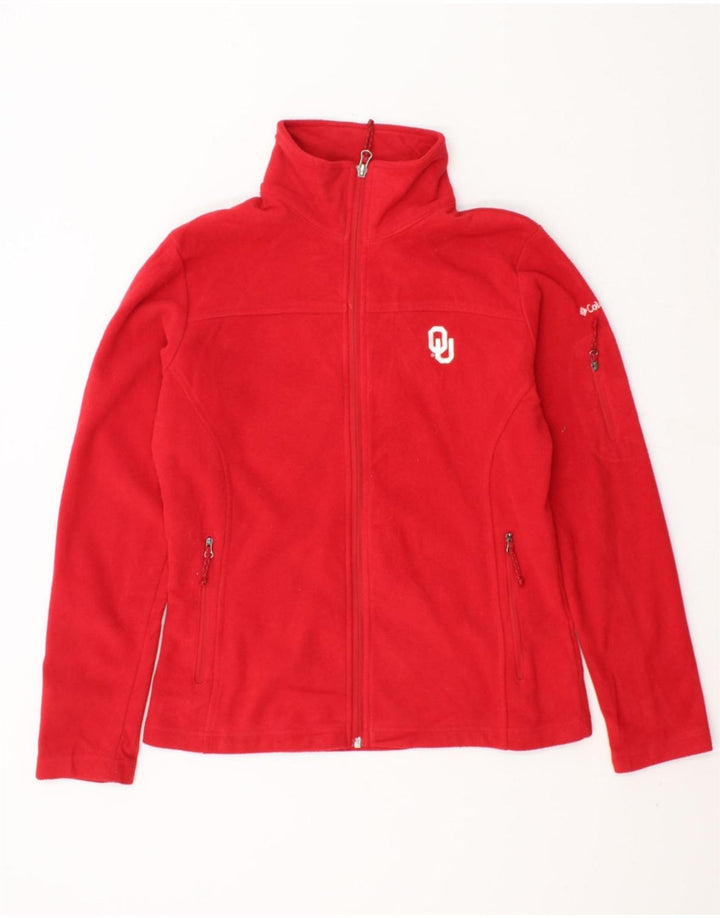 COLUMBIA Womens Fleece Jacket UK 14 Medium Red Polyester Vintage Columbia and Second-Hand Columbia from Messina Hembry 