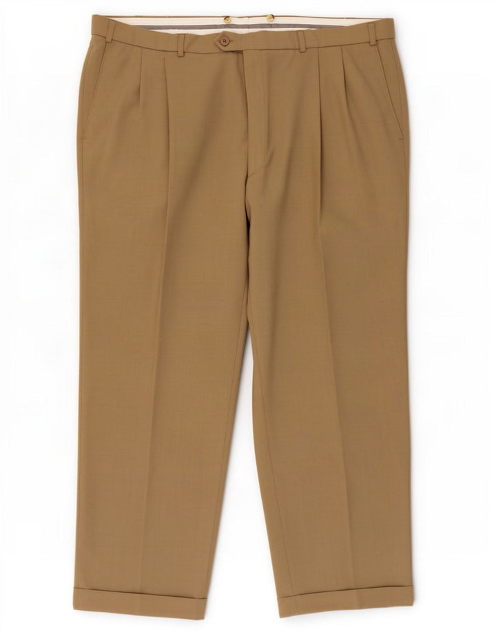 Pantaloni da abito con pegging da uomo Marks & Spencer W44 L29 Poliestere beige