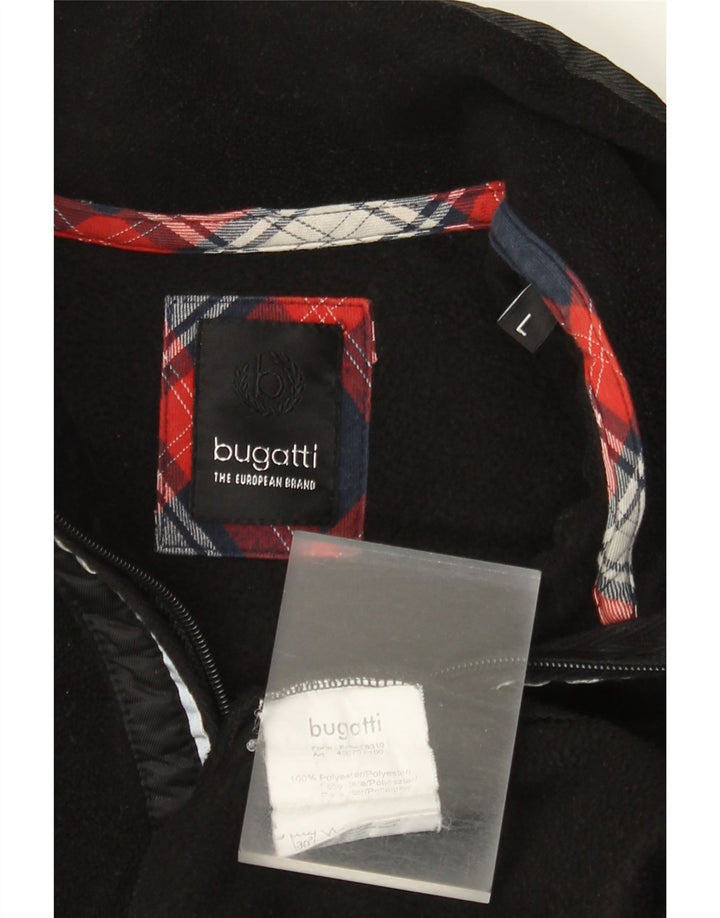 Bugatti Maglione in pile da uomo con zip e collo, grande, in poliestere nero