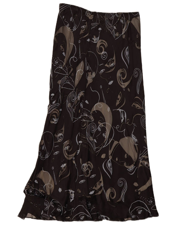 Gonna lunga da donna Fenn Wright Manson UK 16 Large W32 Seta Paisley nera