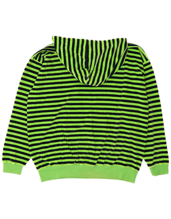 Maglione vintage con cappuccio in velluto da uomo XL a righe verdi