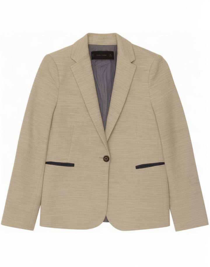 Giacca blazer a 1 bottone da donna Zara UK 10 piccola beige