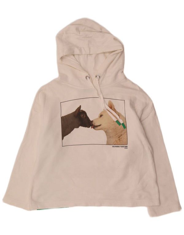 Maglione con cappuccio grafico da donna BENETTON UK 14 medio bianco sporco