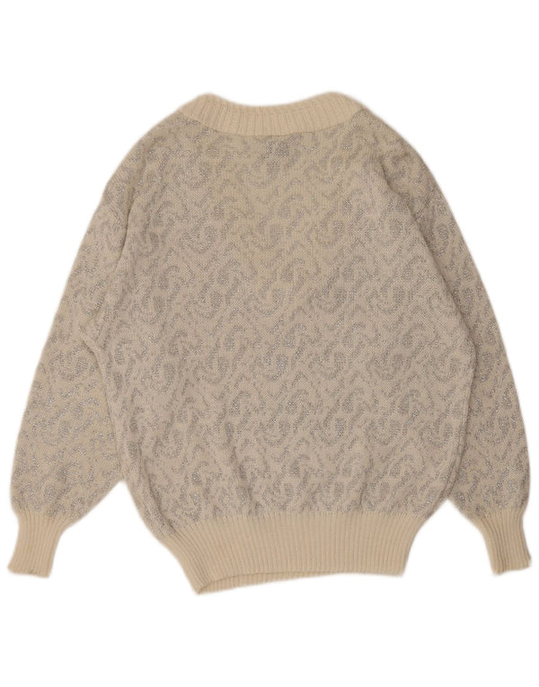 Maglione da donna con scollo a V C&A EU 44 XL cotone Paisley bianco sporco
