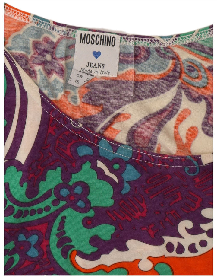 Top corto da donna Moschino UK 16 grande cotone Paisley multicolore