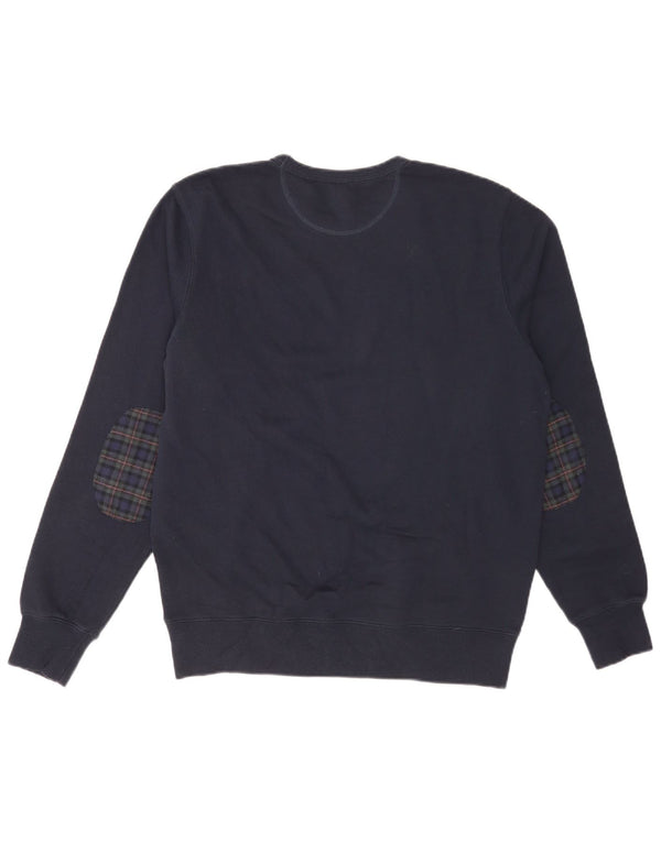 Sun68 Mens Sweatshirt Jumper Large Navy Blue Check Cotton
