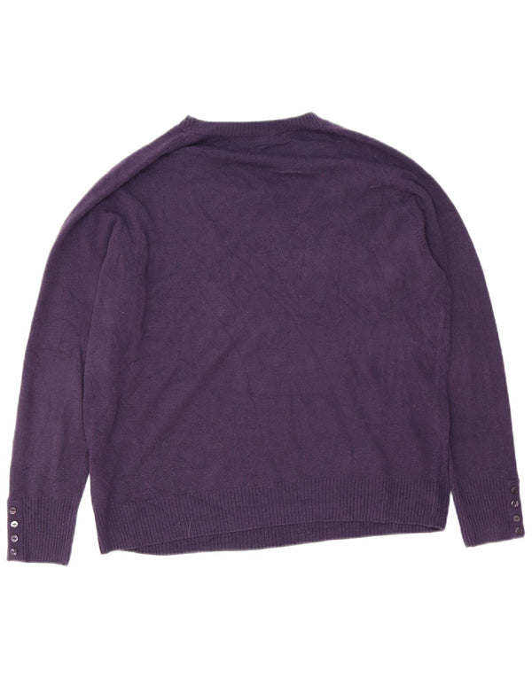 Maglione maglione girocollo da donna Marks & Spencer UK 18 XL acrilico viola
