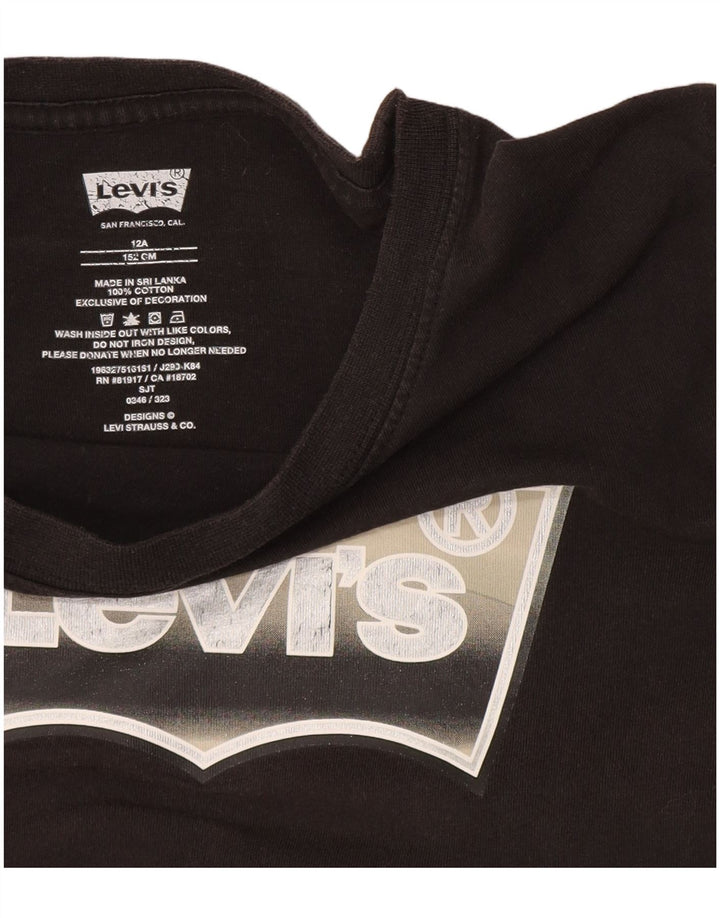 T-shirt grafica per ragazzi Levi's Top 11-12 anni in cotone nero