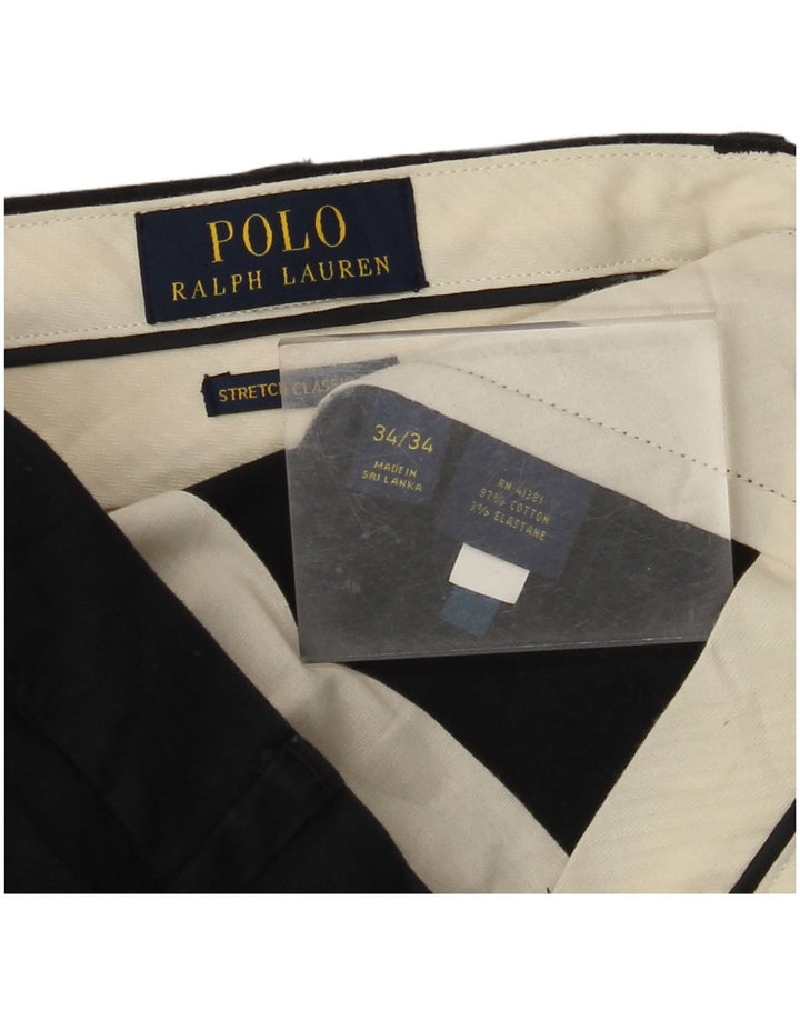 POLO RALPH LAUREN Pantaloni chino dritti da uomo W34 L34 Blu navy