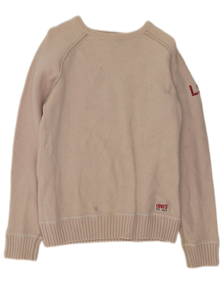 Maglione maglione con scollo a barca da donna Levi's UK 14 Large Beige Lana