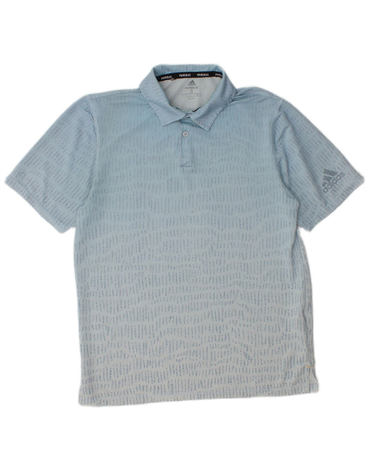 ADIDAS Mens Prime Blue Polo Shirt Small Blue Striped Polyester