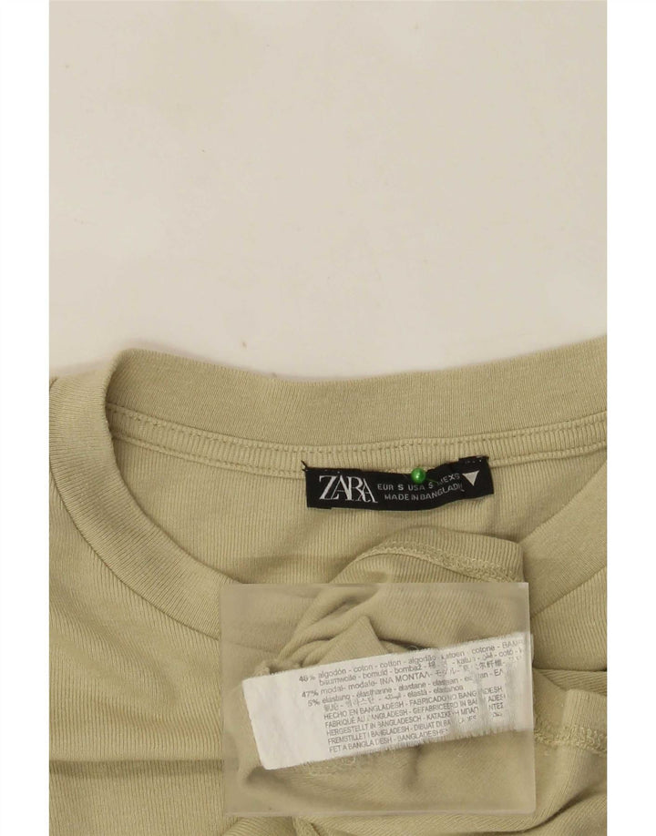 Top corto da donna Zara a maniche lunghe UK 8 piccolo cotone kaki