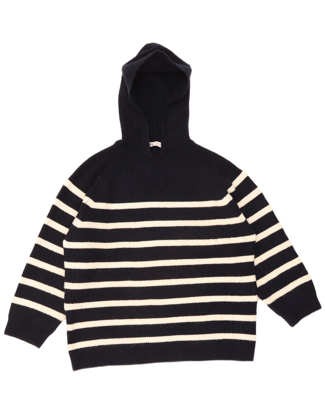 Maglione oversize con cappuccio da donna Zara UK 14 medio a righe nere