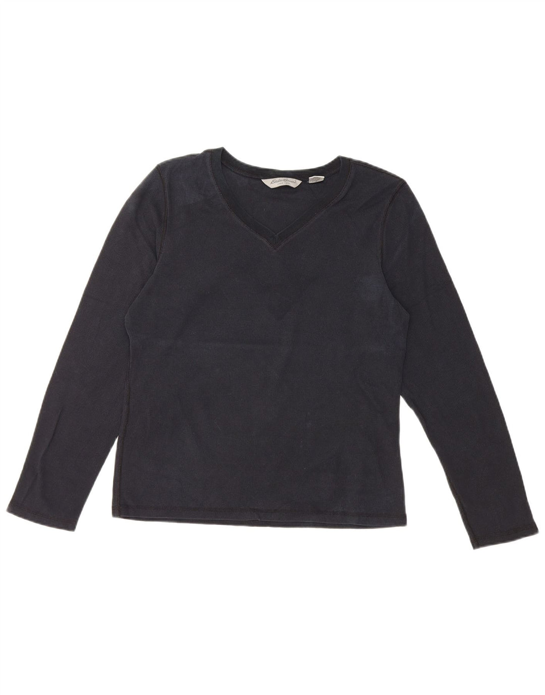 EDDIE BAUER Top da donna a maniche lunghe UK 14 medio cotone nero