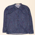 VINTAGE Womens Shirt IT 48 XL Navy Blue Floral Polyester Vintage Vintage and Second-Hand Vintage from Messina Hembry 