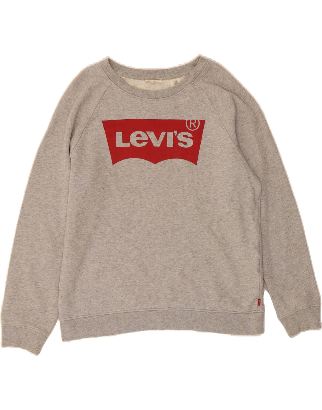 LEVI'S Womens Graphic Oversized Sweatshirt Jumper UK 10 Small Grey Cotton Vintage Levi's and Second-Hand Levi's from Messina Hembry 