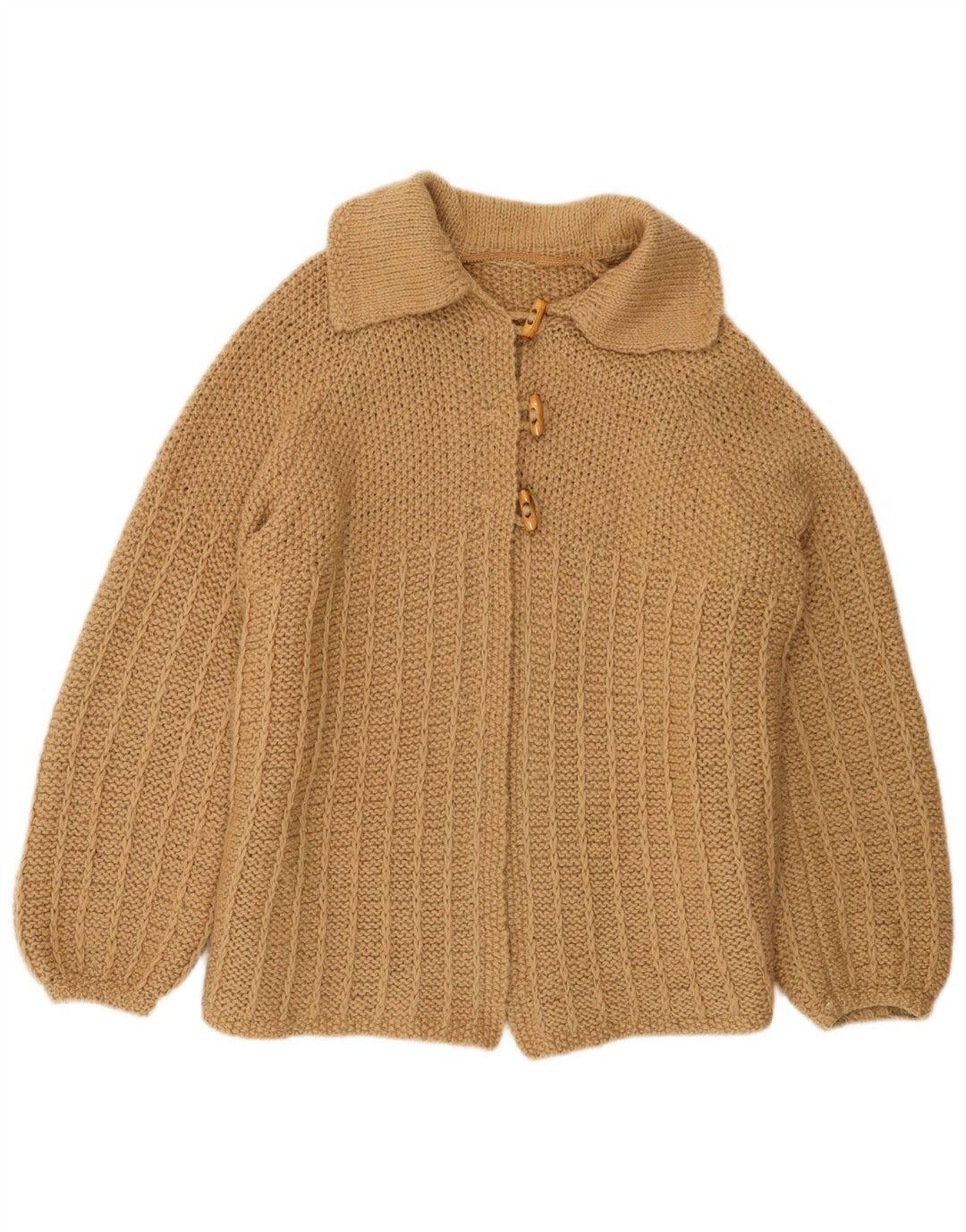 Maglione cardigan da donna vintage UK 16 grande beige