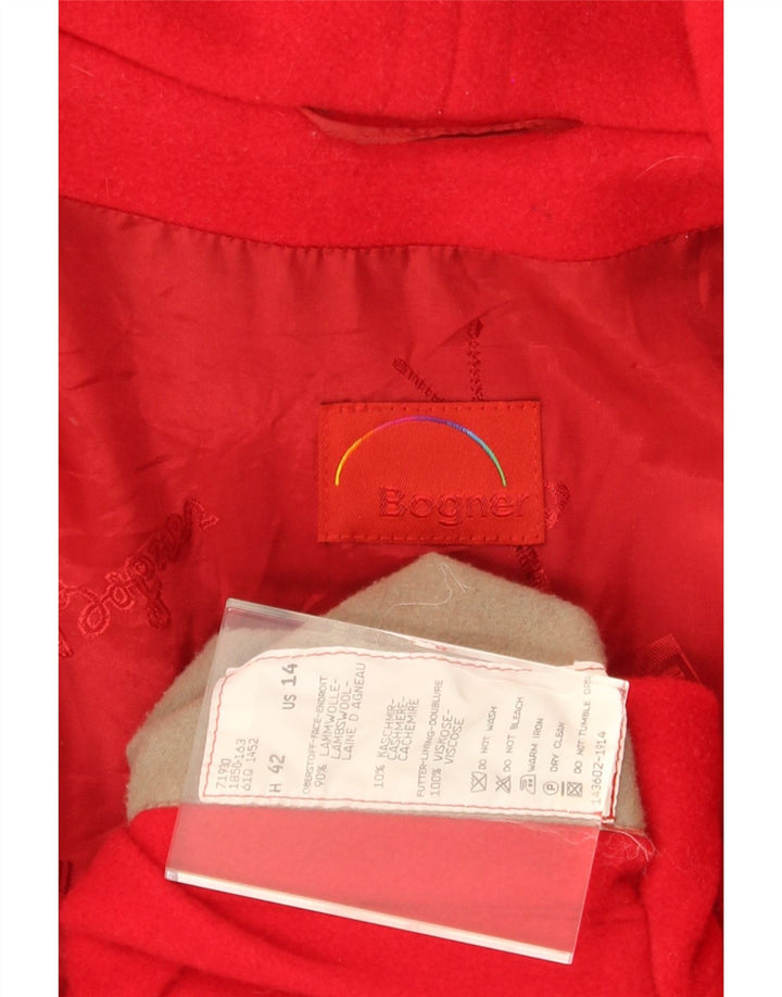 BOGNER Womens Hooded Overcoat EU 42 Large Red Wool Vintage Bogner and Second-Hand Bogner from Messina Hembry 