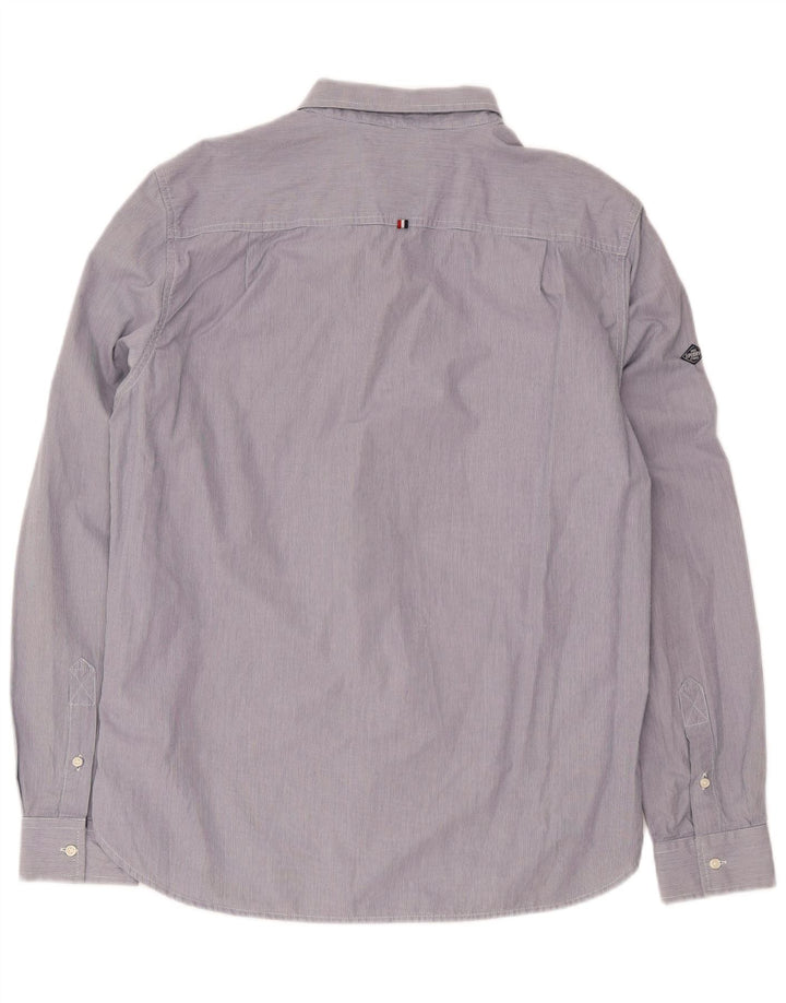 Camicia da uomo Superdry XL in cotone gessato blu navy
