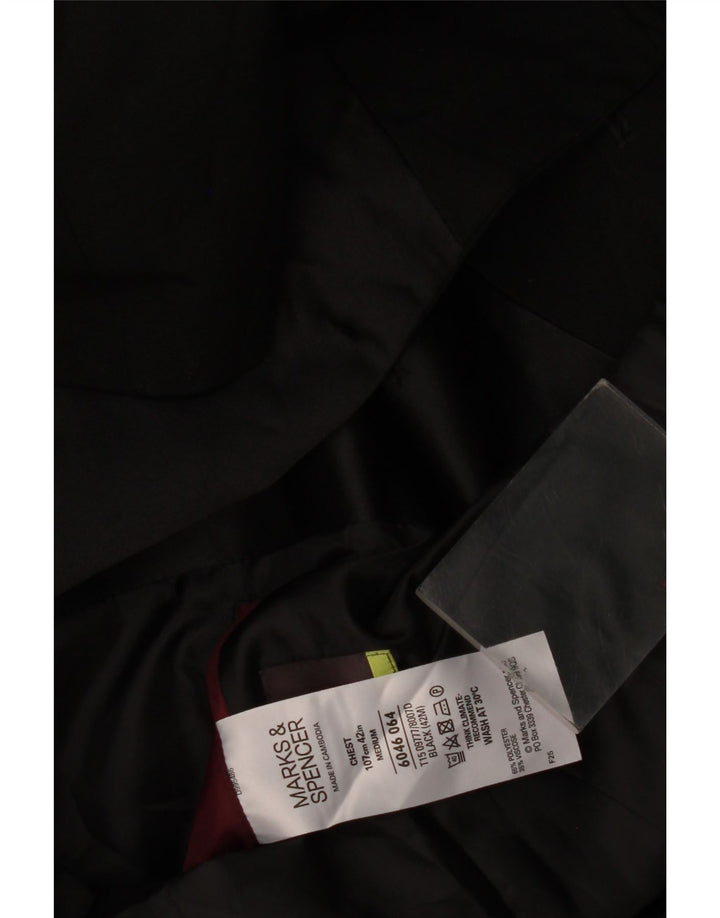 Giacca blazer a 2 bottoni Marks & Spencer da uomo UK 42 grande poliestere nero