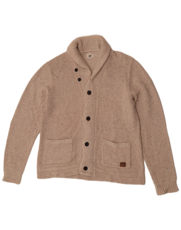 Maglione cardigan da uomo Lee in cotone screziato beige medio