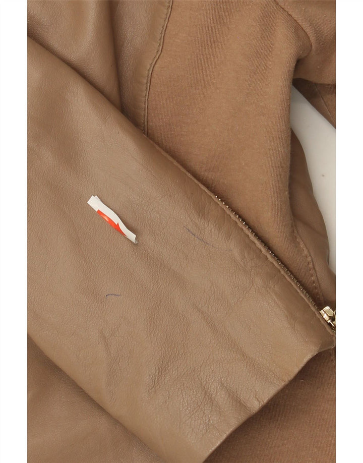 Giacca Biker in Pelle Donna Liu Jo IT 44 Pelle Beige Medio