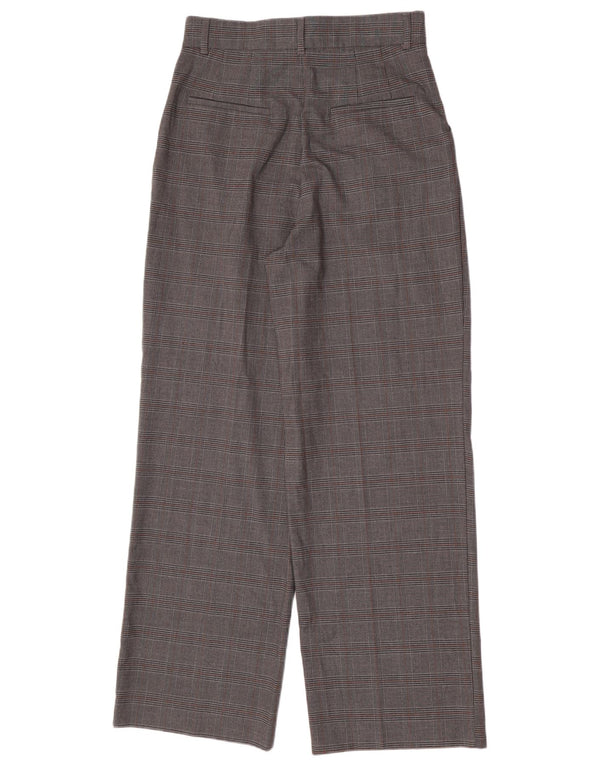 Pantaloni casual a gamba larga da donna Zara UK 8 Small W26 L30 scozzese grigio