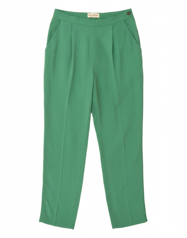 Pantaloni chino con pedge a vita alta da donna vintage IT 46 Large W28 L29 Verde