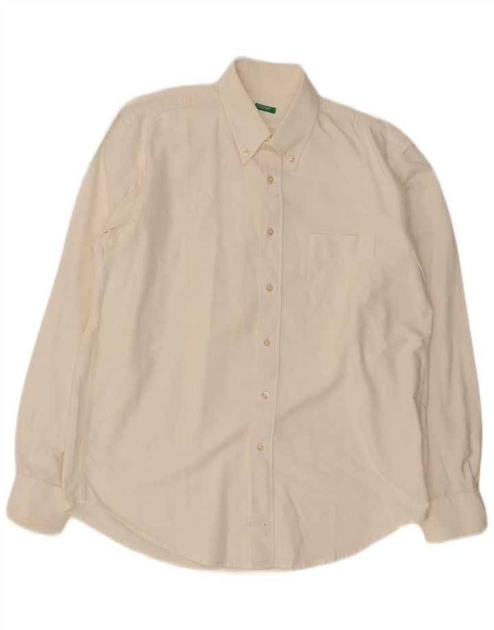 Camicia Benetton Uomo Large Cotone Bianco