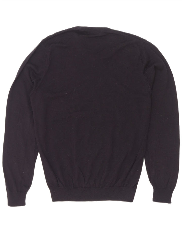 Maglione da uomo con scollo a V Marks & Spencer grande in lana merino blu navy