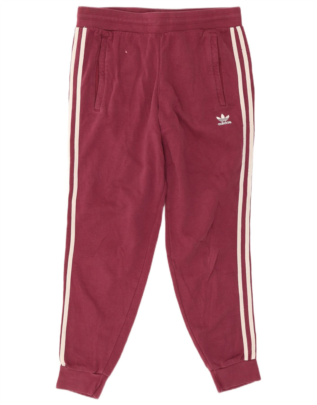 ADIDAS Mens Tracksuit Trousers Joggers Medium Burgundy Cotton