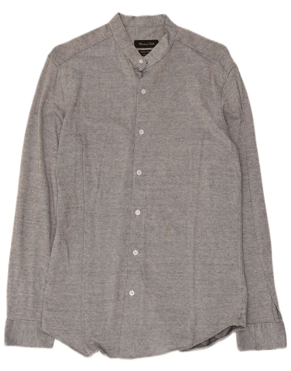 Camicia Uomo Massimo Dutti Cotone Gessato Grigio Medio