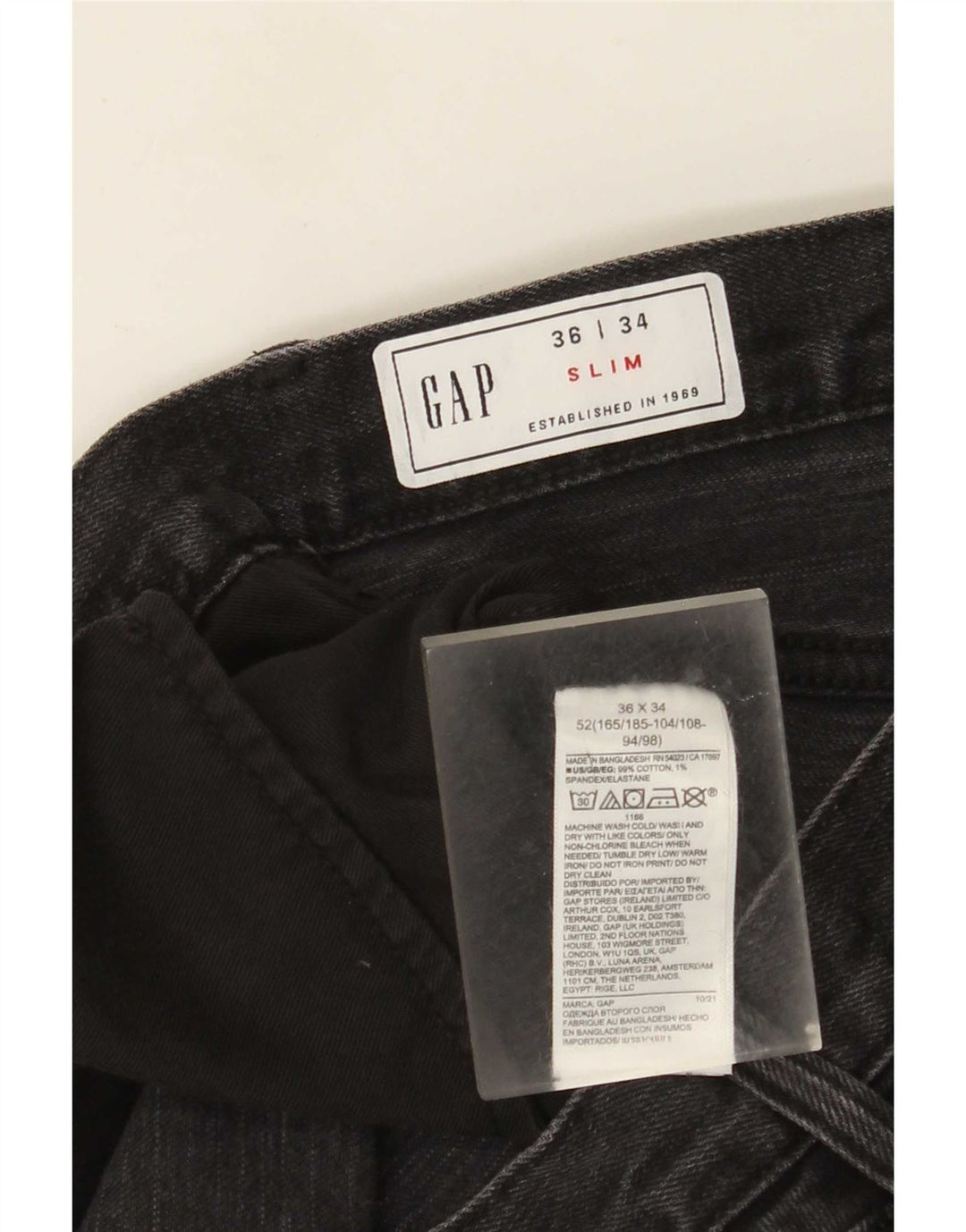 Jeans slim da uomo Gap W36 L34 cotone nero