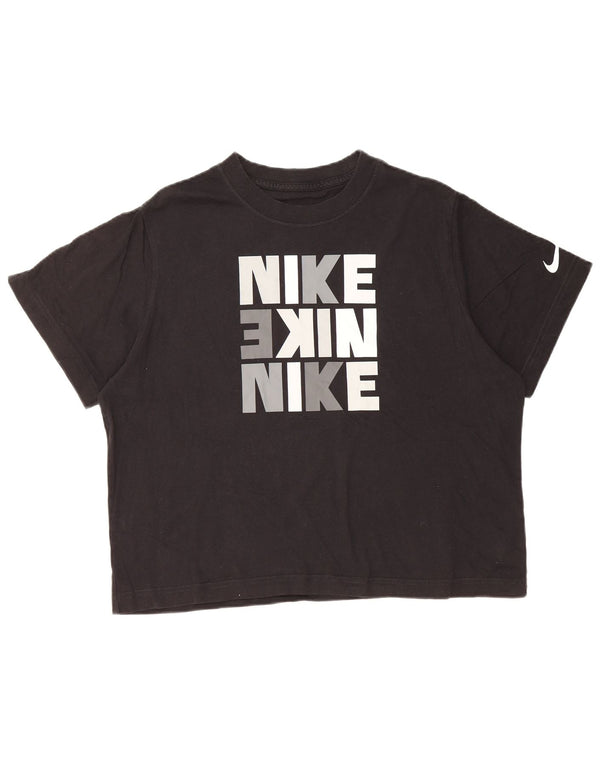 T-shirt corta con grafica NIKE per ragazze, vestibilità ampia, 13-14 anni, XL, nera