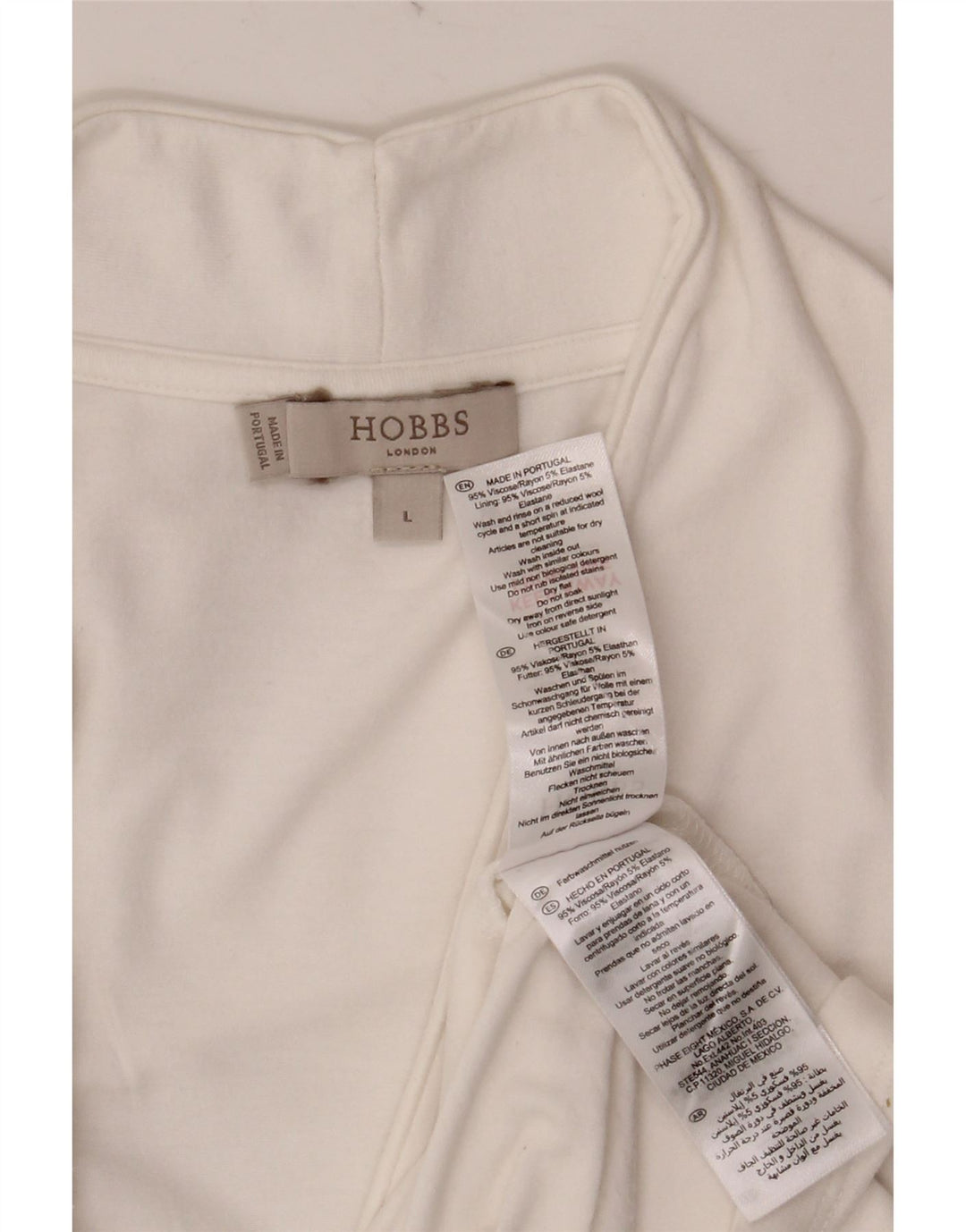 Top da donna HOBBS a maniche lunghe UK 14 Large in viscosa bianca