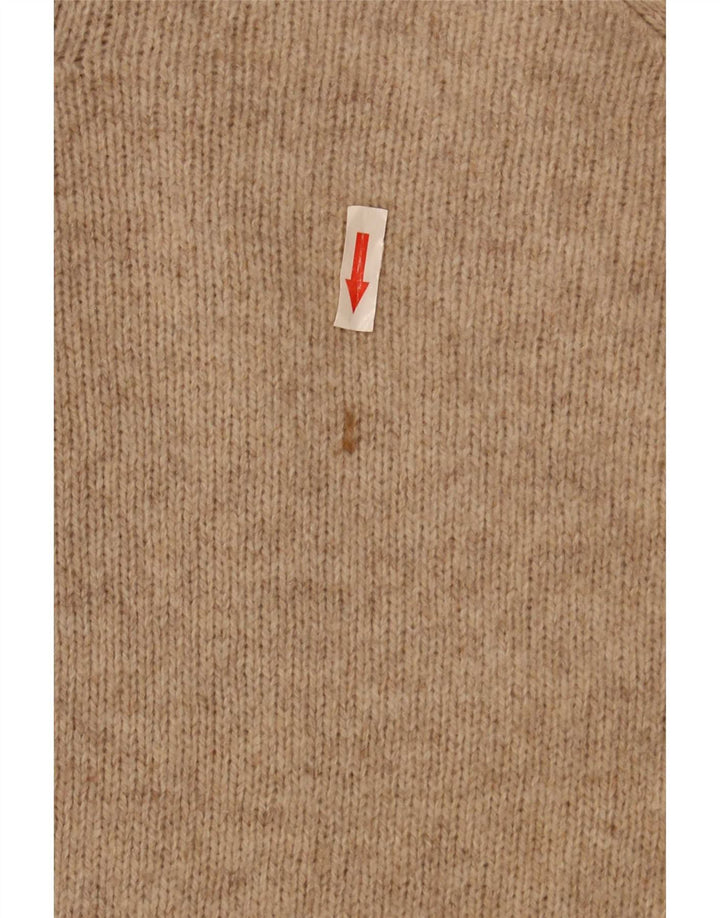 Maglione Zara da uomo con scollo a V, grande, in lana beige