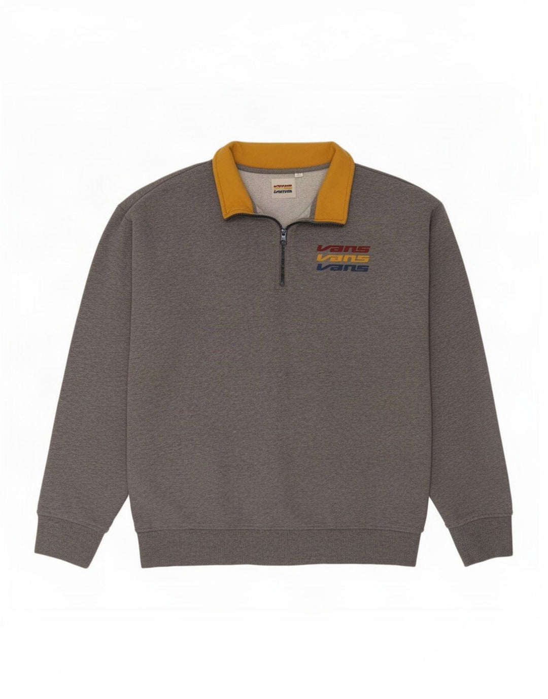 Felpa da uomo con collo con zip grafica Vans, maglione, cotone grigio medio