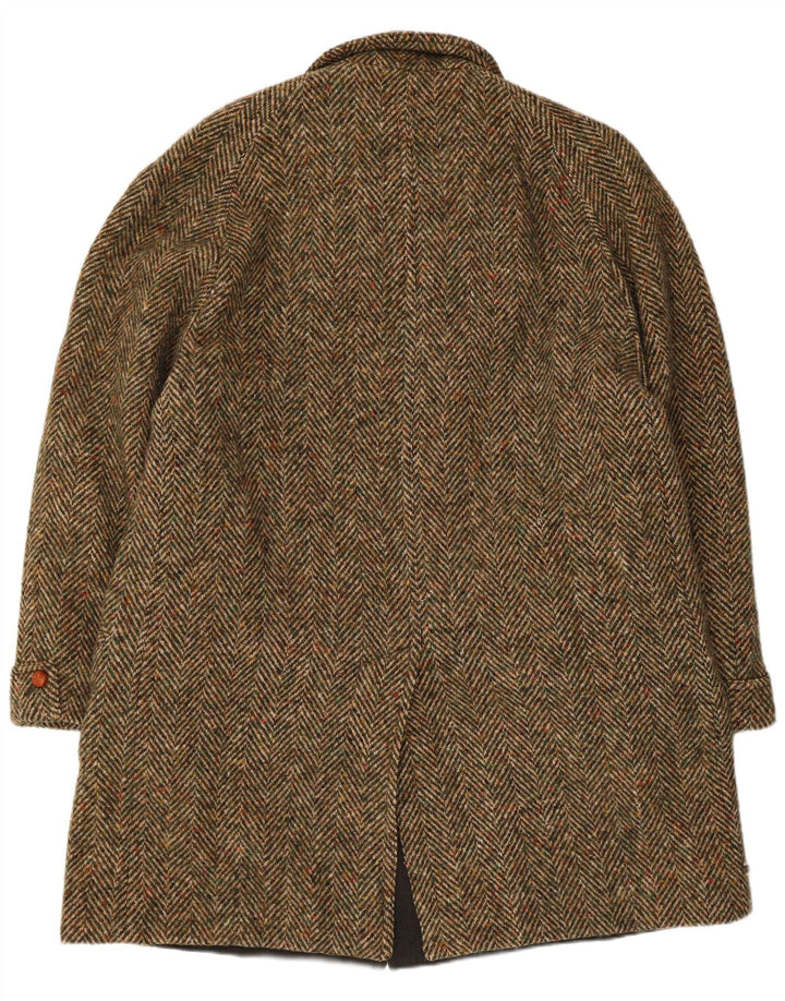 Soprabito vintage da uomo IT 52 XL Lana vergine a spina di pesce kaki