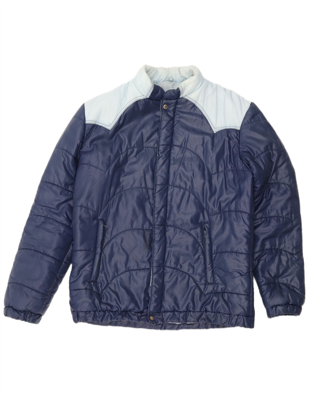 Giacca imbottita vintage da uomo IT 54 2XL Blu Navy in poliammide