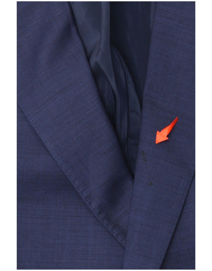 TOMMY HILFIGER Giacca blazer da uomo a 2 bottoni IT 50 Large in lana blu navy