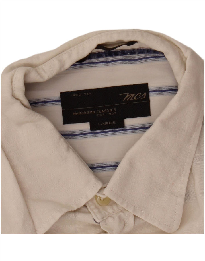 Camicia slim fit da uomo Marlboro Classics grande bianca