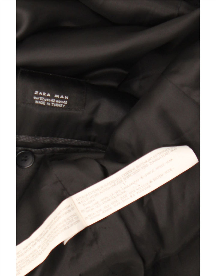 Giacca blazer da uomo a 2 bottoni Zara EU 52 grande lana nera